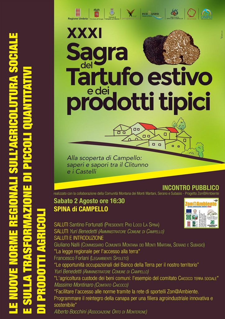 Volantino "Le nuove norme regionali sull'agricoltura sociale" - Spina di Campello, 2 agosto 2014